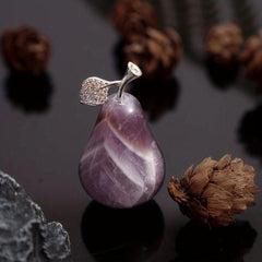 Natural Stone Pear Healing Crystal Guardian Figurine Home Decor