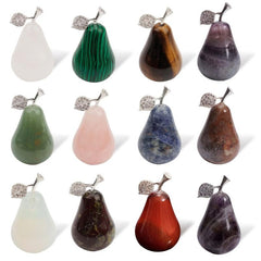 Natural Stone Pear Healing Crystal Guardian Figurine Home Decor