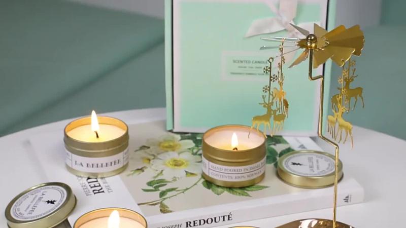 Smoke Fragrance Soy Wax Metal Cans Lavender Christmas Scented Candles