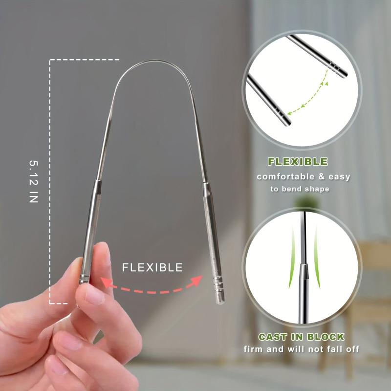 2pcs Tongue Scraper Stainless Steel Tongue Cleaners for Oral Care