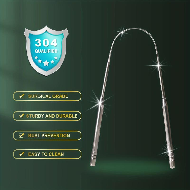 2pcs Tongue Scraper Stainless Steel Tongue Cleaners for Oral Care