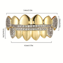 18k Real Golden Plating Micro Zircon Fangs Braces Halloween Ornaments