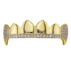 18k Real Golden Plating Micro Zircon Fangs Braces Halloween Ornaments