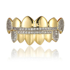 18k Real Golden Plating Micro Zircon Fangs Braces Halloween Ornaments