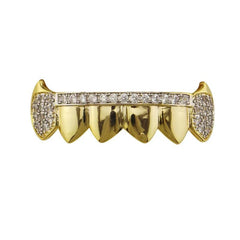 18k Real Golden Plating Micro Zircon Fangs Braces Halloween Ornaments