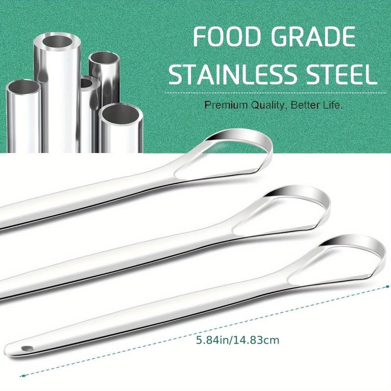 3pcs Tongue Scraper Stainless Steel Oral Care Tool for Bad Breath