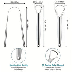 3pcs Tongue Scraper Stainless Steel Cleaners Oral Care