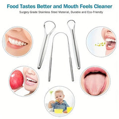 3pcs Tongue Scraper Stainless Steel Cleaners Oral Care