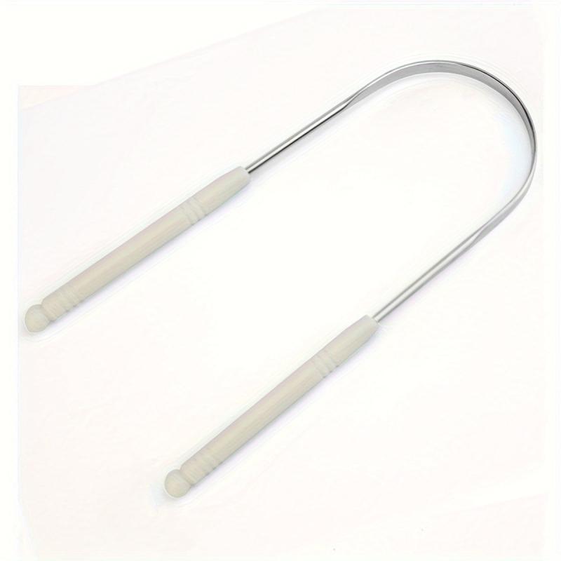 1pc Stainless Steel Tongue Scraper Plastic Handle for Reducing Bad Breath