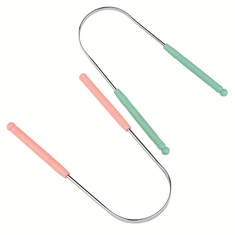 1pc Stainless Steel Tongue Scraper Plastic Handle for Reducing Bad Breath