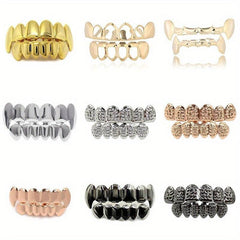 Iced Out Teeth Grillz Top And Bottom, Halloween Jewelry Gift