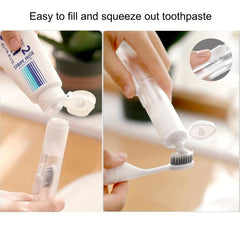 Portable Travel Toothbrush with Built-in Refillable Toothpaste Tube & Case