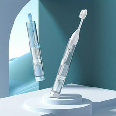 Portable Travel Toothbrush with Built-in Refillable Toothpaste Tube & Case