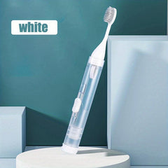 Portable Travel Toothbrush with Built-in Refillable Toothpaste Tube & Case