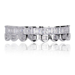 Golden Silvery Teeth Grillz Men Women Iced Out Top Bottom Hip Hop Jewelry