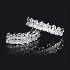 Golden Silvery Teeth Grillz Men Women Iced Out Top Bottom Hip Hop Jewelry