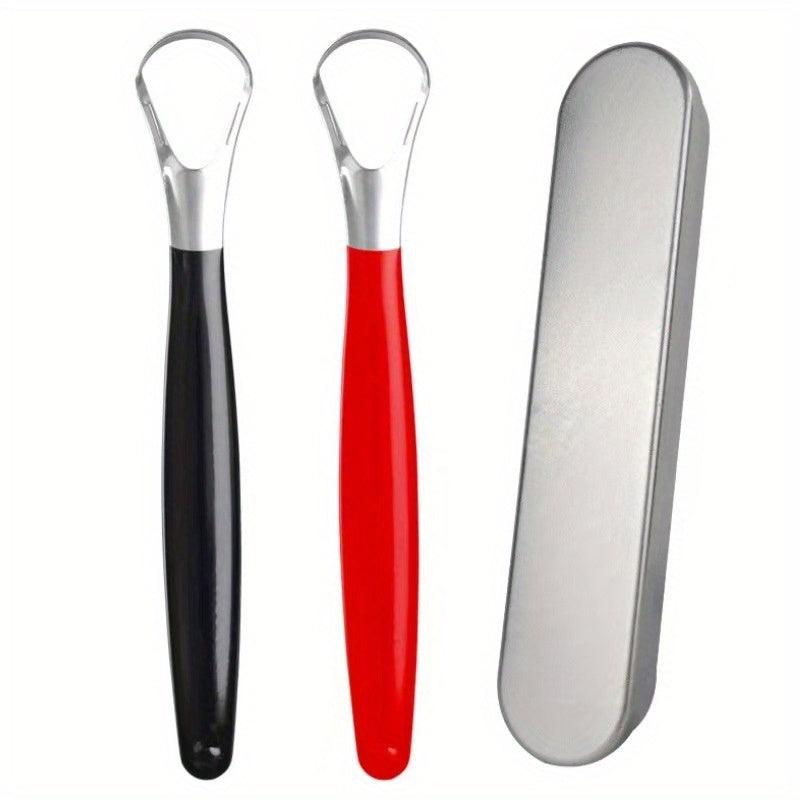 2pcs Tongue Scraper Set Stainless Steel Oral Care Tool