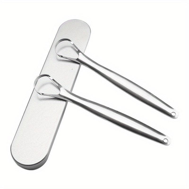 2pcs Tongue Scraper Set Stainless Steel Oral Care Tool