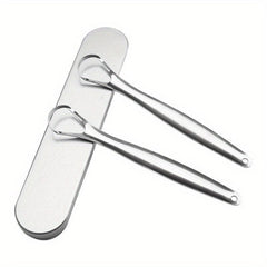 2pcs Tongue Scraper Set Stainless Steel Oral Care Tool