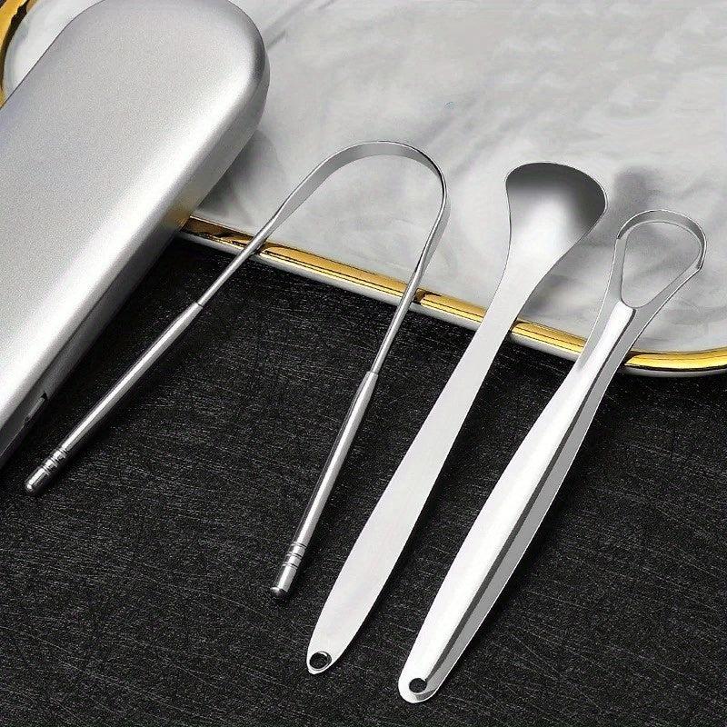 3pcs Tongue Scraper Reduce Bad Breath Oral Care Stainless Steel Tongue Cleaners