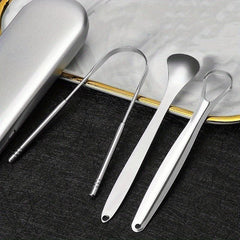 3pcs Tongue Scraper Reduce Bad Breath Oral Care Stainless Steel Tongue Cleaners