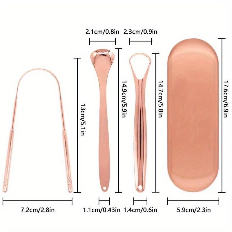 3pcs Tongue Scraper Reduce Bad Breath Oral Care Stainless Steel Tongue Cleaners