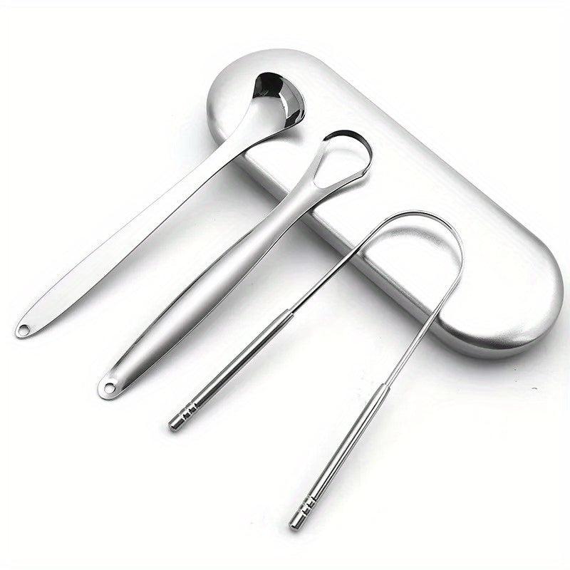 3pcs Tongue Scraper Reduce Bad Breath Oral Care Stainless Steel Tongue Cleaners