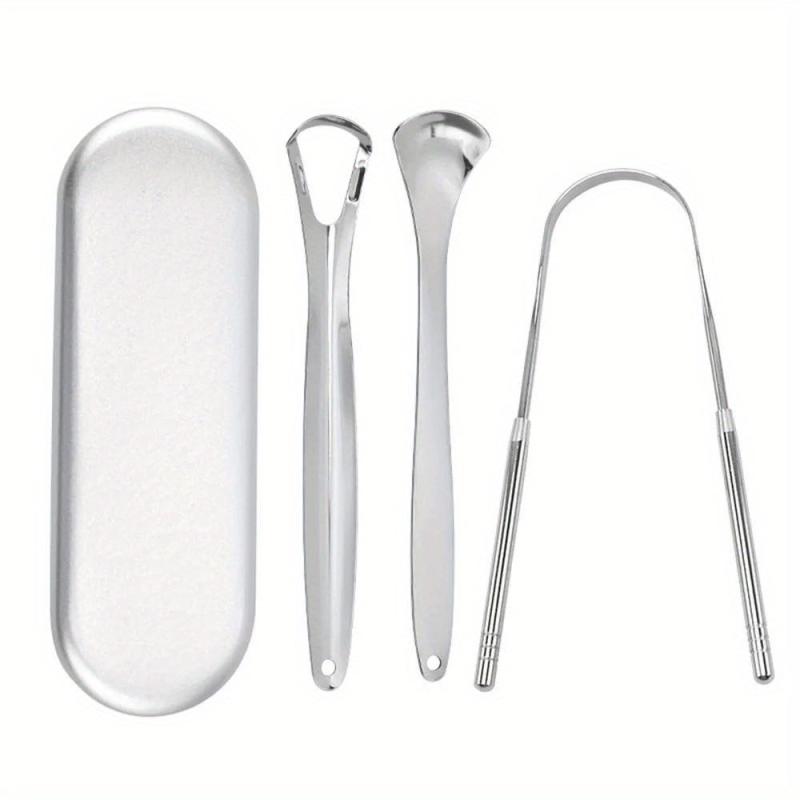3pcs Tongue Scraper Reduce Bad Breath Oral Care Stainless Steel Tongue Cleaners