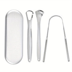 3pcs Tongue Scraper Reduce Bad Breath Oral Care Stainless Steel Tongue Cleaners