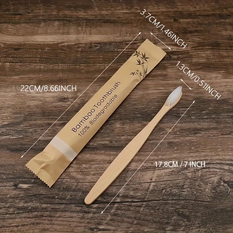 10pcs Manual Wooden Handle Toothbrushes with Soft Bristles for Oral Care