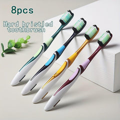 8pcs Soft Filament Toothbrush Rounded Brush Non Slip Handle Adults