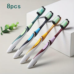 8pcs Soft Filament Toothbrush Rounded Brush Non Slip Handle Adults