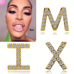 26 Capital Letters Braces with Zircon Single Denture Hip Hop Style