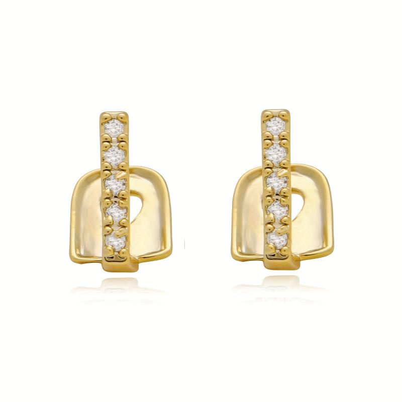 2pcs Micro Inlaid Zircon Stick Shaped Golden Grillz for Teeth