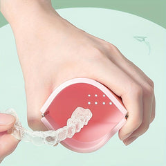 Silicone Denture Braces Bath Case Cup Box Holder Cleaner with Vent Holes