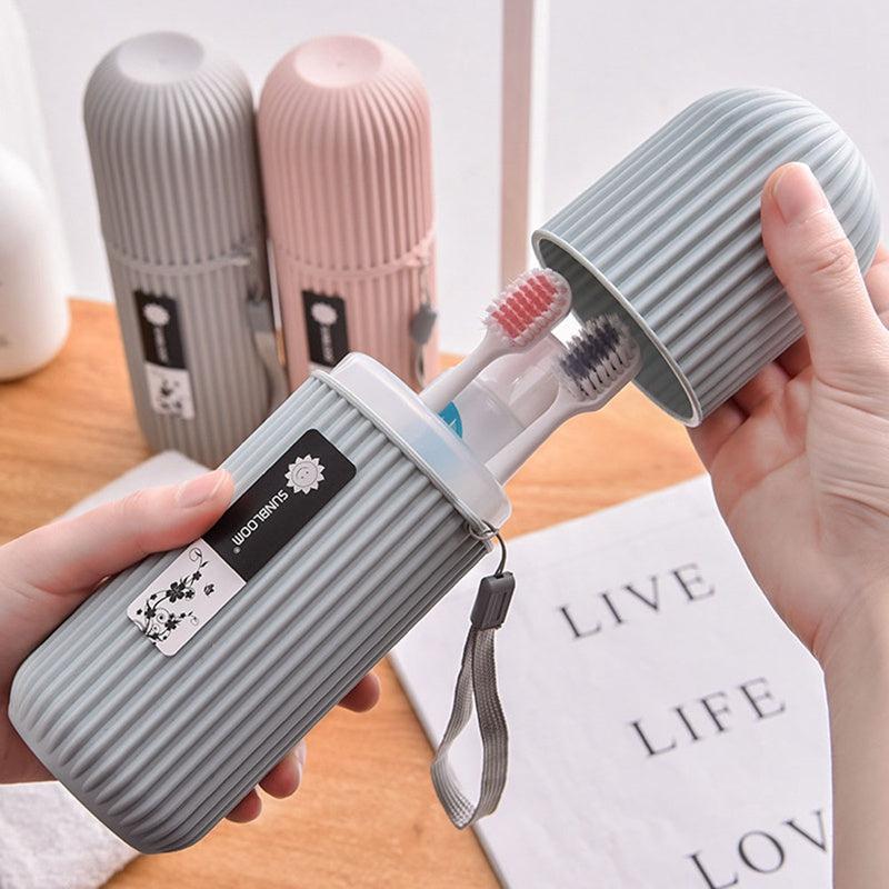 Portable Toothbrush Set with Rinse Cup & Toothpaste Cartridge Box
