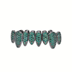 Green 8-Tooth Golden Silvery Grillz Set for Men Women