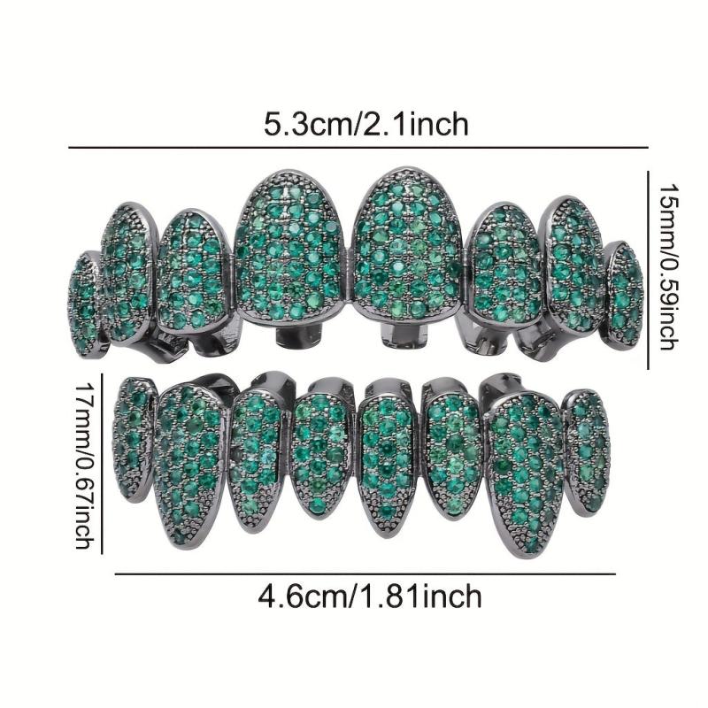 Green 8-Tooth Golden Silvery Grillz Set for Men Women