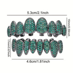Green 8-Tooth Golden Silvery Grillz Set for Men Women