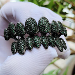 Green 8-Tooth Golden Silvery Grillz Set for Men Women