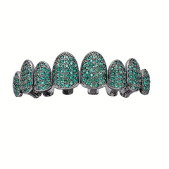 Green 8-Tooth Golden Silvery Grillz Set for Men Women