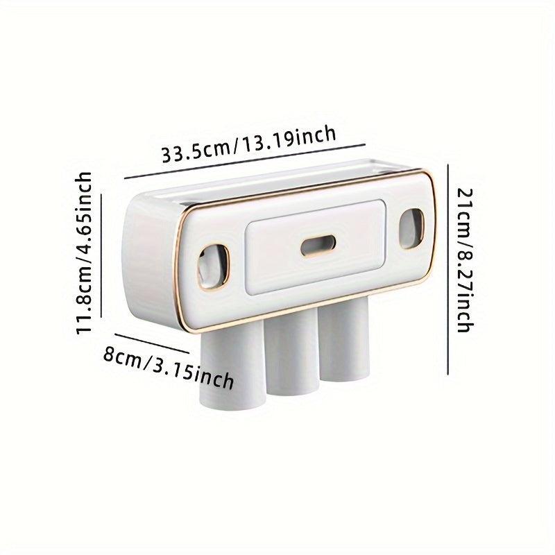 Automatic Toothpaste Dispenser & Brush Holder with Squeezer for Bathrooms