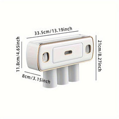 Automatic Toothpaste Dispenser & Brush Holder with Squeezer for Bathrooms