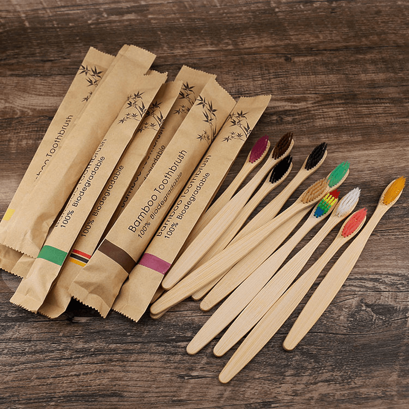 Bamboo Biodegradable Toothbrush Eco Friendly Manual Wooden Handle Soft Bristles