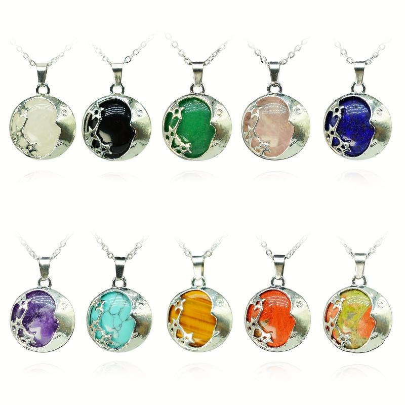 Starmoon Star Moon Crystal Healing Pendant Necklace