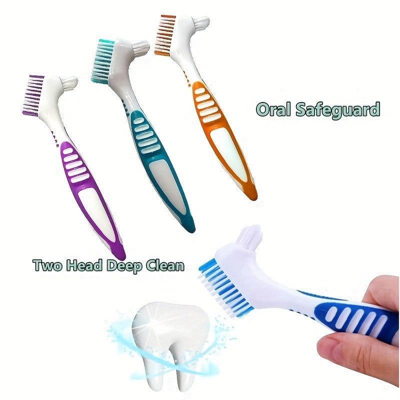 2pcs Denture Cleaning Brush Hard Denture Brush Oral Care Toothbrush