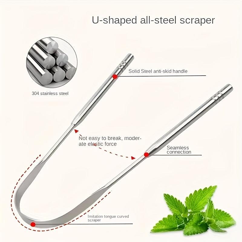 3pcs Tongue Scraper Reduce Bad Breath Stainless Steel Cleaners Oral Care