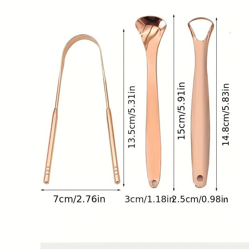 3pcs Tongue Scraper Reduce Bad Breath Stainless Steel Cleaners Oral Care