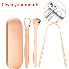 3pcs Tongue Scraper Reduce Bad Breath Stainless Steel Cleaners Oral Care