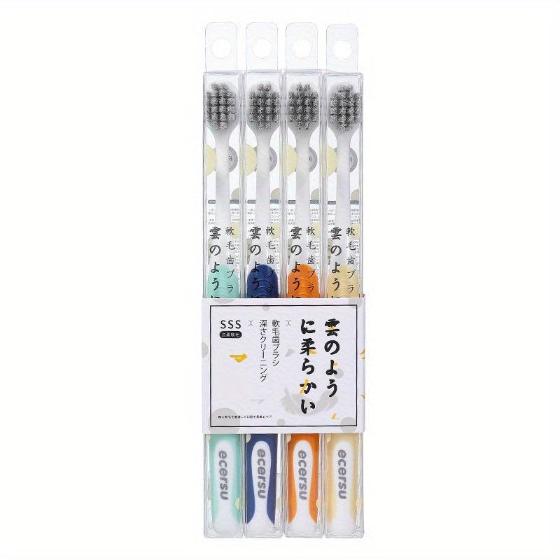 4 Pack Couple's Soft Toothbrushes For Deep Oral Care Adults